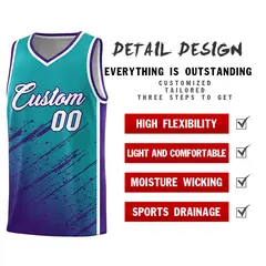 Aqua Purple Splash Basketball Uniforms for Summer Camp 2