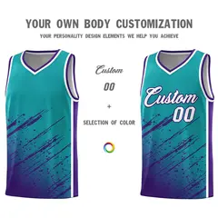 Aqua Purple Splash Basketball Uniforms for Summer Camp 3