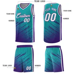 Aqua Purple Splash Basketball Uniforms for Summer Camp 5