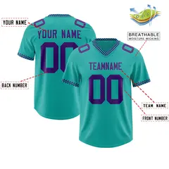 Aqua Purple Square Neckline Football Jersey 2
