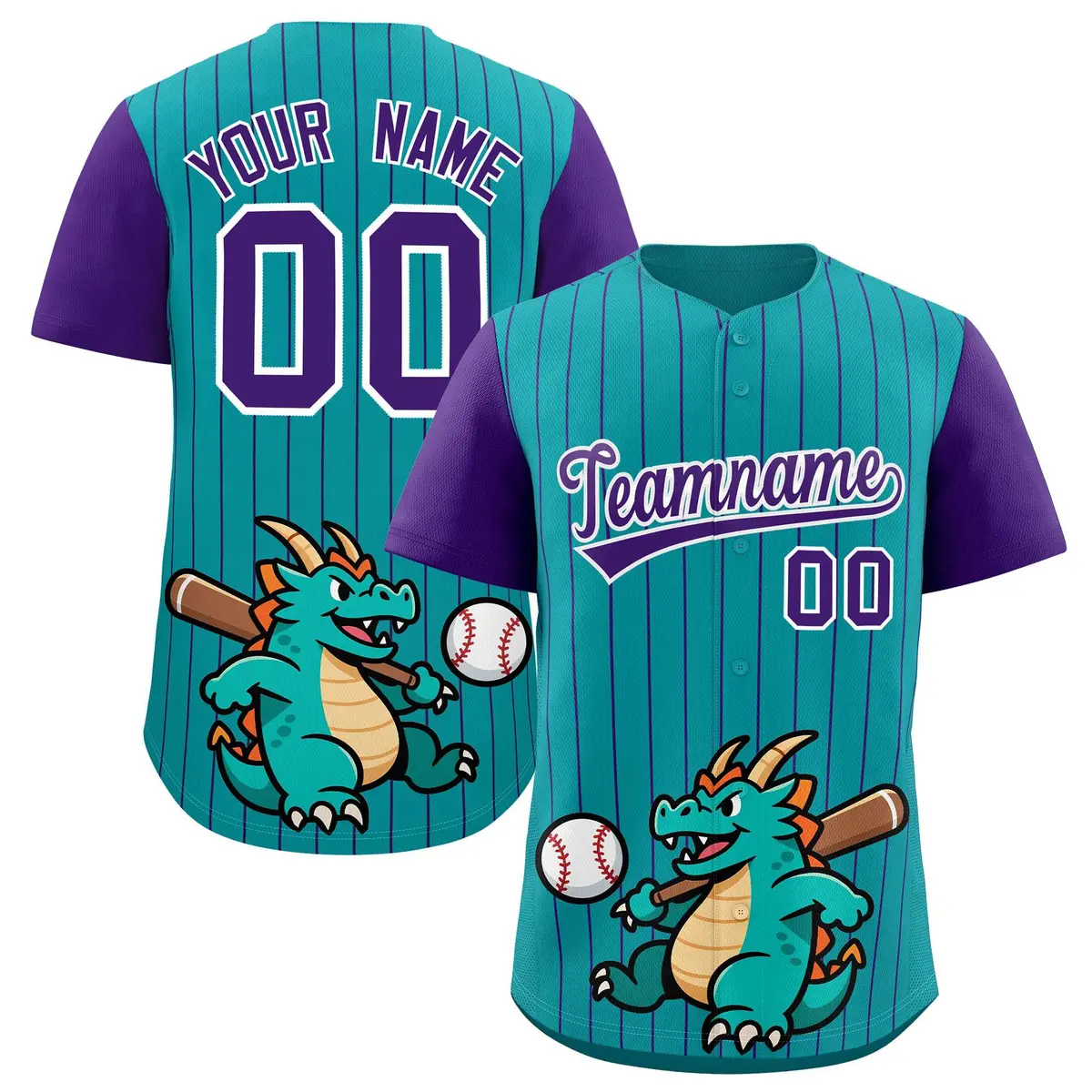 Aqua Purple Stripe Animals Graffiti Raglan Baseball Jersey