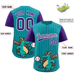 Aqua Purple Stripe Animals Graffiti Raglan Baseball Jersey 2