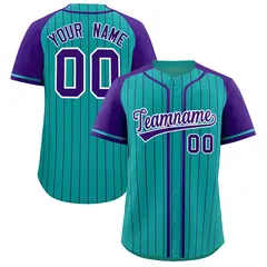 Aqua Purple Stripe Raglan Sleeves Fashion Baseball Jersey 1