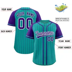 Aqua Purple Stripe Raglan Sleeves Fashion Baseball Jersey 2