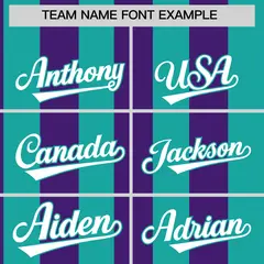 Aqua Purple Stripe Two-Button Softball Jersey 3
