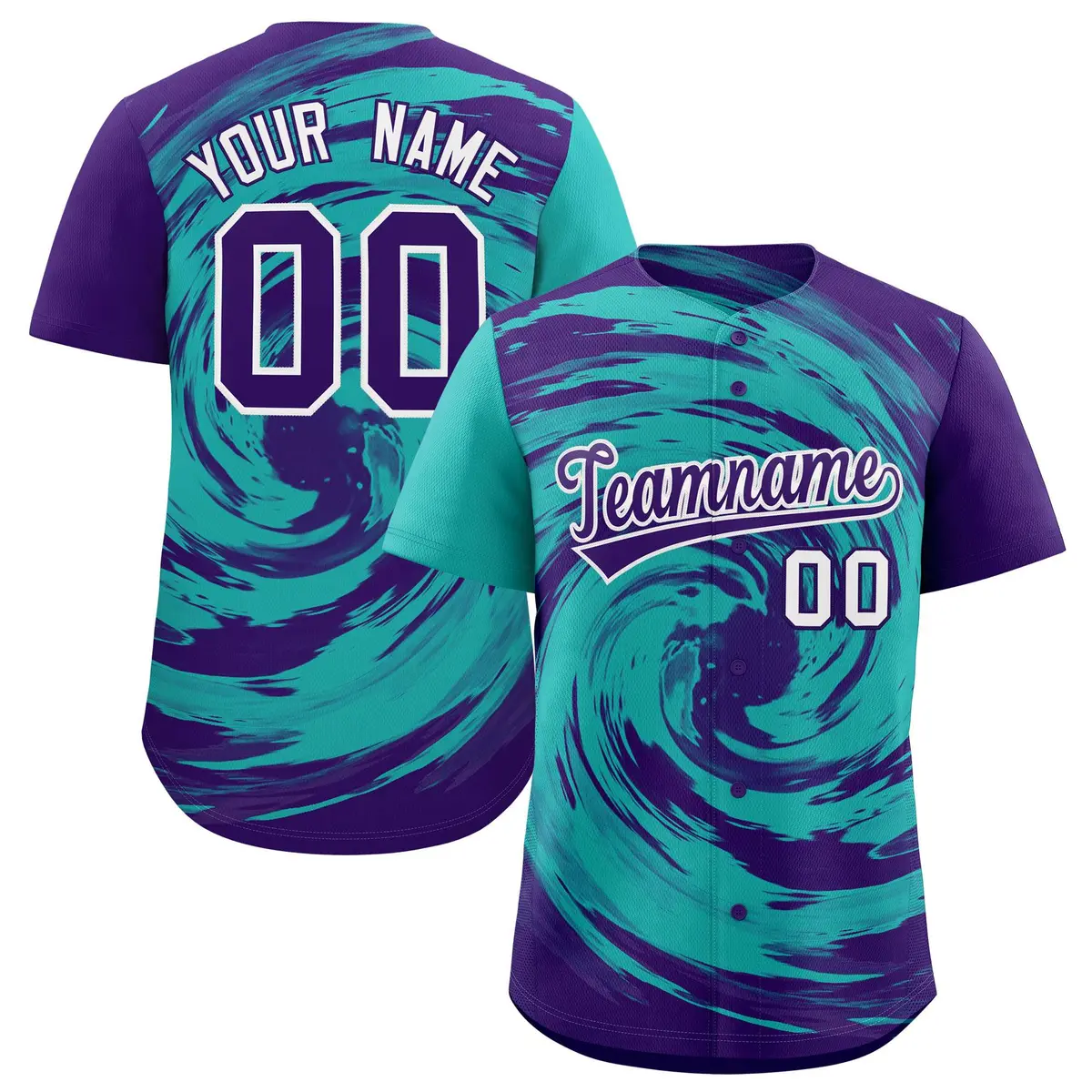 Aqua Purple Swirl Graffiti Baseball Jersey