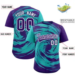 Aqua Purple Swirl Graffiti Baseball Jersey 2