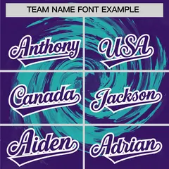 Aqua Purple Swirl Graffiti Baseball Jersey 3
