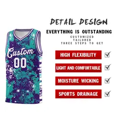 Aqua Purple Vice Burst Graffiti Basketball Jersey 2