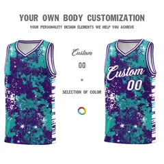 Aqua Purple Vice Burst Graffiti Basketball Jersey 3