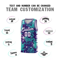 Aqua Purple Vice Burst Graffiti Basketball Jersey 4
