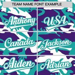 Aqua Purple White Camo Gradient Fashion Baseball Jersey 3