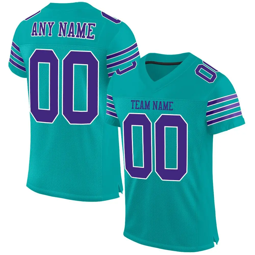 Aqua Purple-White Classic Mesh Authentic Football Jersey