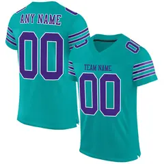 Aqua Purple-White Classic Mesh Authentic Football Jersey 1