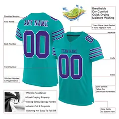 Aqua Purple-White Classic Mesh Authentic Football Jersey 2