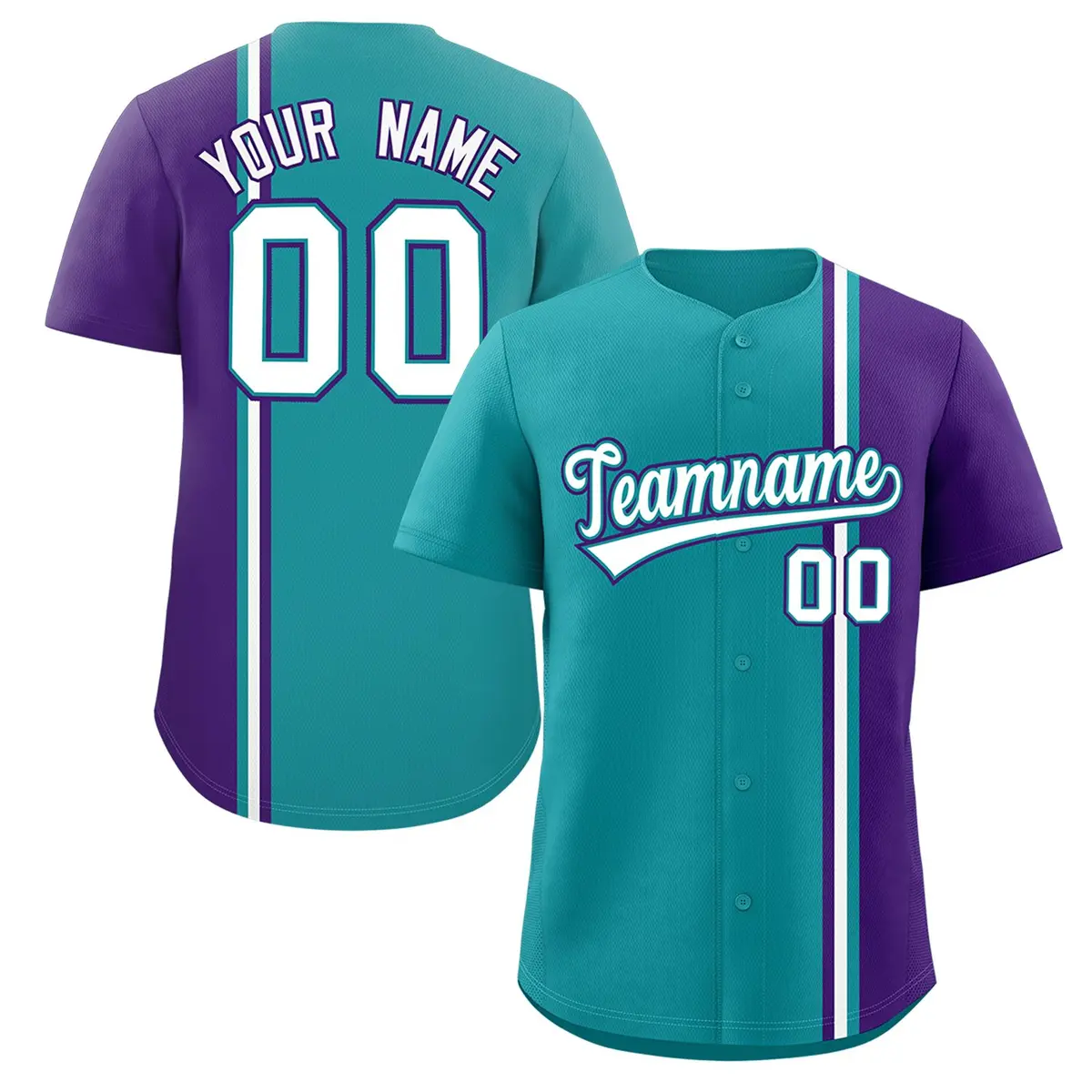 Aqua Purple-White Color Block Authentic Baseball Jersey
