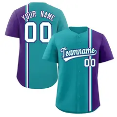 Aqua Purple-White Color Block Authentic Baseball Jersey 1