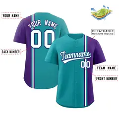 Aqua Purple-White Color Block Authentic Baseball Jersey 2