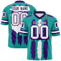 Aqua Purple White Graffiti Pattern Flag Football Jersey