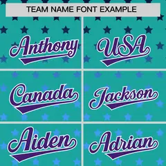 Aqua Purple-White Raglan Star Print Baseball Jersey 3