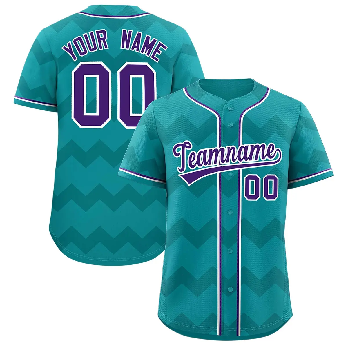 Aqua Purple-White Ripple Design Authentic Baseball Jersey