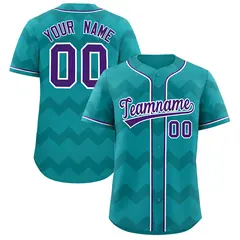 Aqua Purple-White Ripple Design Authentic Baseball Jersey