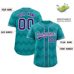 Aqua Purple-White Ripple Design Authentic Baseball Jersey 2