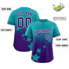 Aqua Purple White Rising Stars Gradient Baseball Jersey 2