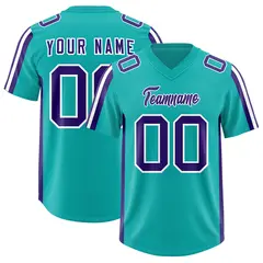 Aqua Purple White Side Stripe Authentic Football Jersey 1