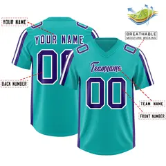 Aqua Purple White Side Stripe Authentic Football Jersey 2