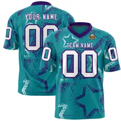 Aqua Purple-White Star Graffiti Authentic Football Jersey