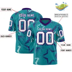 Aqua Purple-White Star Graffiti Authentic Football Jersey 2