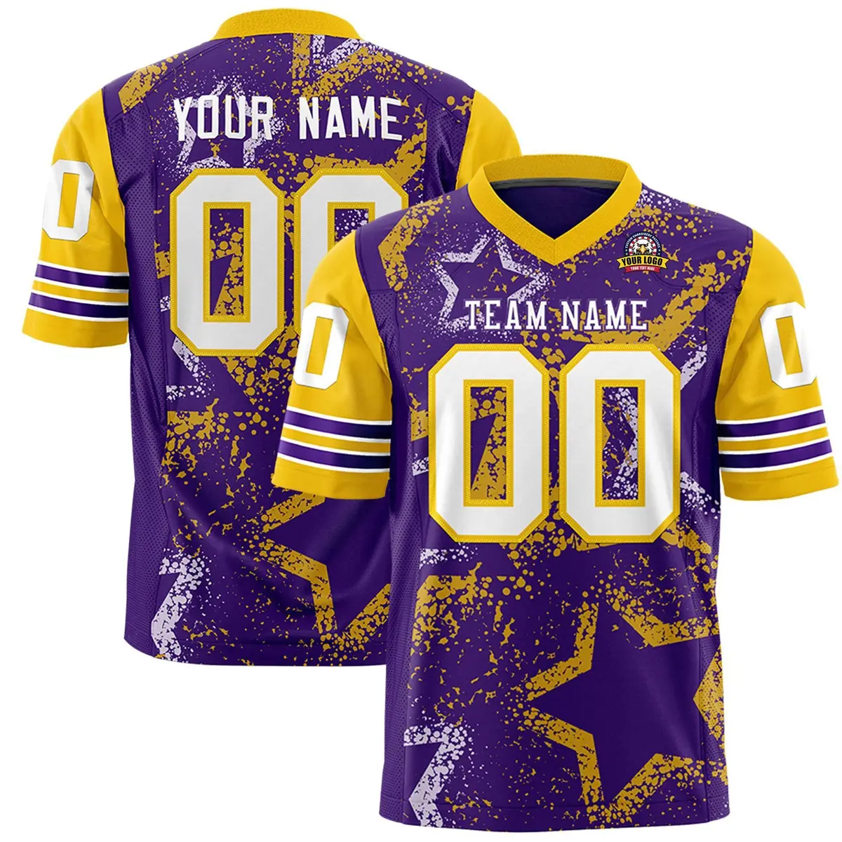 Aqua Purple-White Star Pattern Authentic Football Jersey