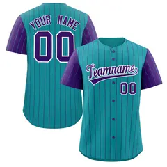 Aqua Purple-White Stripe Raglan Baseball Jersey 1