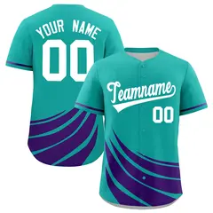 Aqua Purple Wind Mark Graffiti Baseball Jersey 1