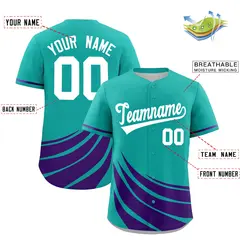 Aqua Purple Wind Mark Graffiti Baseball Jersey 2