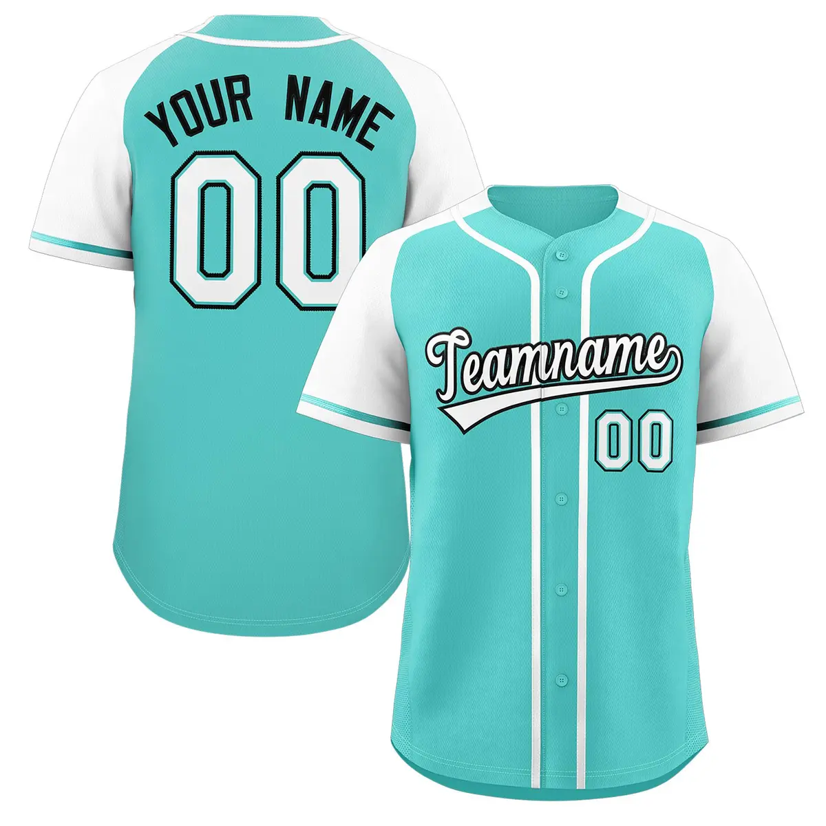 Aqua Raglan Sleeve Authentic Baseball Jersey