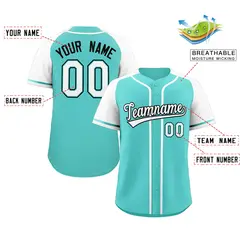 Aqua Raglan Sleeve Authentic Baseball Jersey 2