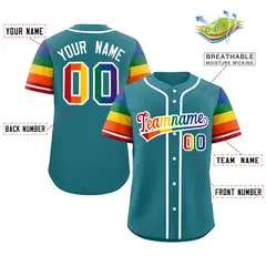 Aqua Rainbow Pride Month Raglan Sleeves Baseball Jersey 2