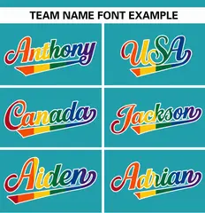 Aqua Rainbow Pride Month Raglan Sleeves Baseball Jersey 3