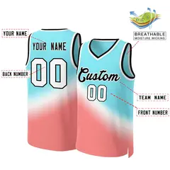 Aqua Red-Black Gradient Fashion Slash Basketball Jersey 2