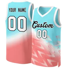 Aqua Red-Black Gradient Fashion Slash Basketball Jersey