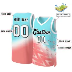 Aqua Red-Black Gradient Fashion Slash Basketball Jersey 2