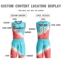 Aqua Red-Black Gradient Slash Fashion Sets Basketball Jersey 3