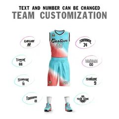 Aqua Red-Black Gradient Slash Fashion Sets Basketball Jersey 4