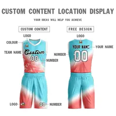 Aqua Red-Black Gradient Slash Fashion Sets Basketball Jersey 3