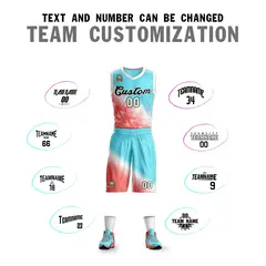 Aqua Red-Black Gradient Slash Fashion Sets Basketball Jersey 4