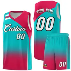 Aqua Red Gradient Fashion Sports Uniform Basketball Jersey
