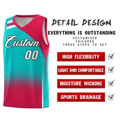 Aqua Red Gradient Fashion Sports Uniform Basketball Jersey 2