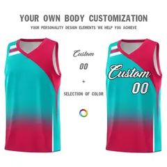 Aqua Red Gradient Fashion Sports Uniform Basketball Jersey 3